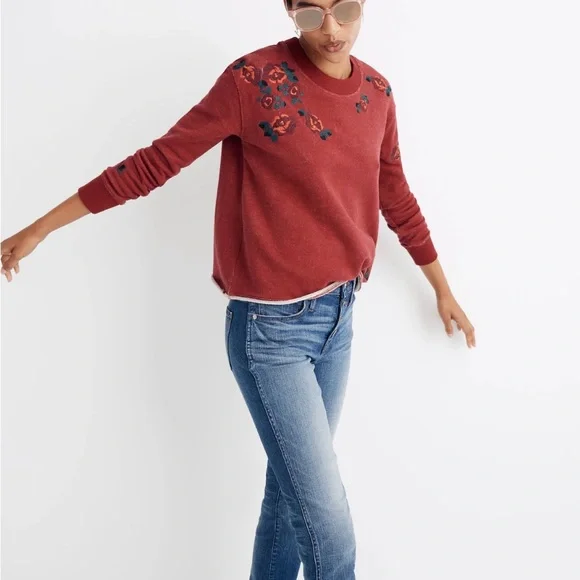 MADWELL mile(s) Embroidered Floral Cutoff Sweatshirt - Picture 3 of 5